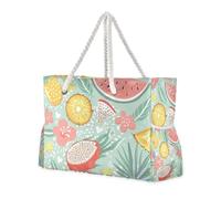Pineapple Tropical Hawaiian Dragon Fruit Watermelon Tropical Portable Tote Bags Women with Side Pocketes Weekender Overnight for Travel Gym Vacation