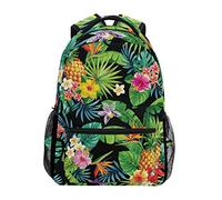Pineapple Tropical Palm Backpack Waterproof School Shoulder Bag Gym Backpack Flower Black Fruit Laptop Bag Outdoor Travel Bag For Kids Boys Girls Women Men