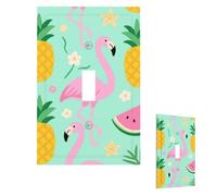 Pineapple Watermelon Flamingo Wall Plate Cover Modern Decorative 1 Gang Light Switch Cover Unbreakable Receptacle Outlet Covers For Living Room Bedroom Home Decor Single Toggle
