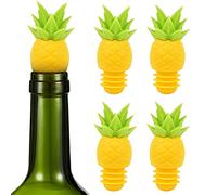 Pineapple Wine Bottle Stoppers Funny, Silicone Reusable Unbreakable Sealer Covers Wine and Beer Bottle Stopper, Set of 4 Leak Proof (Pineapple-4pack)