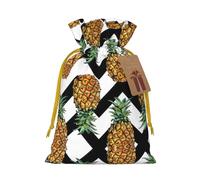 Pineapple With Black And White Striped Print Drawstring Pouch For Gifts,Reusable Adorable Gift Bags,Perfect For Jewelry And More