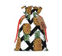 Pineapple With Black And White Striped Print Reusable Drawstring Pouch,Perfect For Birthdays,Anniversaries,And Parties
