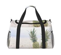 Pineapples On The Summer Beach Travel Duffel Bag Large Foldable Waterproof Overnight Bag Beach Swim Bags Pool Sports Gym