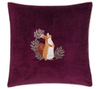 Pineberry Forest Embroidered Velvet Cushion Furn Purple 45cm x 45cm