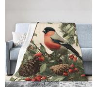 Pinecone Bird Throw Blanket 76x102 CM Winter Leaves Fleece Blankets for Couch Bed Picnic Soft Cozy Lightweight All Season Use