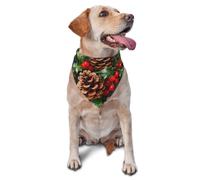 Pinecone Holly Berries Pet Bandana-Triangle Scarf for Cats Dogs Adjustable