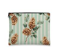 Pinecones Makeup Bag, Rustic Woodland Cosmetic Travel Pouch for Women, Portable Small Canvas Zipper Organizer, Nature-Themed Skincare Toiletry Bag for Outdoor Adventures, Mint Green, 7x9 Inch