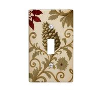 Pinecones Single Light Switch Cover Plate, Floral Elegant Flower Leaf Fall Green Plastic Standard Size Decorative Wall Plates for Bedroom Bathroom Kitchen Bathroom Decor (Single)
