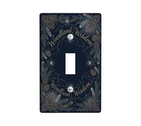 Pinecones Single Light Switch Cover Plate, Nature Rustic Feathers Crescent Moons Fall Navy Plastic Standard Size Toggle Light Switch Cover for Home Living Room Bedroom Bathroom Decor (Single)