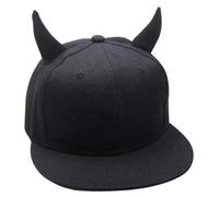 Pineeseatile 1PC Horn Baseball Cap Baseball Cap Men Women Baseball Cap Horns Hip-Hop Hat Cotton Punk Snapback Cap With Horns for Boys and Girls Black baseball cap