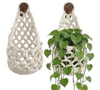 Pineeseatile 2PCS Macrame Plant Hangers Handwoven Cotton Rope Wall Hanging Plant Holder Boho Hanging Basket for Wall Indoor for Daily Use