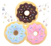 Pineeseatile 3Pcs Donut Dog Toy, 6 Inch Bite Squeaker Sound Dog Donut Toy with Exquisite Embroidery, Interactive Soft Plush Donut Toy for Small Medium and Large Dogs,Dog Donut Toy