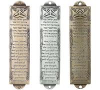 Pineeseatile 3PCS Mezuzah with Scroll for Door 5x1 Inch Metal Mezuzah for Door with English & Hebrew Blessing Kosher Mezuzah Scroll Easy to Install for New Home Jewish Gifts,Mezuzah for Door