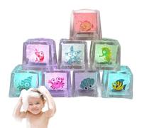 Pineeseatile 8Pcs Light Up Bath Toys 1x1 Inch Colorful Floating Cute Ocean Pattern Safe & Fun Light Up Ice Cubes for Bathtub Bathroom Shower Games Swimming Pool