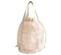 Pineeseatile Beach Mesh Bag, Kids Beach Bag Tote with Drawstring Foldable Toy with 2 Front Pockets Swim Pool Mesh Bags Drawstring for Toys, Beige for Daily Use
