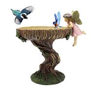 Pineeseatile Bird Bath for Garden,Bird Bath Bowl Angel Fairy Statue Bird Feeder Outdoors Garden Resin Ornament Sculpture for Bird Lovers