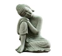 Pineeseatile Buddha Statue Mini Buddha Buddah Ornament Sandstone Resting Sleeping Meditating Accessories for Zen Garden Style 1, Little