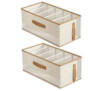 Pineeseatile Closet Baskets, 2Pcs Closet Storage Baskets, 5-Compartment Handbag Organizer, Foldable Fabric Storage Bins with Clear Window for Clothes, Purses & Accessories, Beige