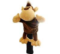 Pineeseatile Cute Monkey Golf Club Head Covers - Soft Plush, Brown, Universal Fit, Driver, Woods, Hybrids - Funny Animal Golf Accessories for Men