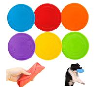 Pineeseatile Dog Interactive Toys, 6 Pack Dog Flying Discs, 7in Soft Safe Rubber Flying Disk Fun Easy Grib Interactive Toys for Pet, Aggressive Chewers, Kids, Adults