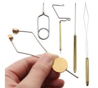 Pineeseatile Fly Tying Tools, Fly Tying Kit 5PCS/Set Steel Bobbins Tools Smooth Bobbins with Bobbin Threader Lure Making Accessories for Equipment, Starter Kit for Daily Use