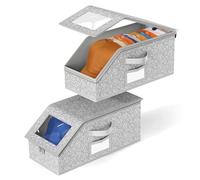 Pineeseatile Hat Storage for Baseball Caps, Hat Organizer Box 2PCS Stackable Storage for Baseball Caps, Holds up to 24 Cap Organizer with Visible Window ＆ Handle for Closet