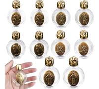 Pineeseatile Holy Water Bottle 10PCS Embossed Holy Water Container Empty Glass Holy Water Sprinkler Christian Holy Water Flask for Religious Gift, Holy Water Flask