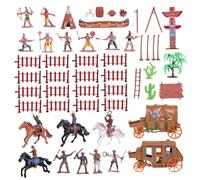 Pineeseatile Indian Figurines, Native American Figurines, Cowboys Toys Wild West Playset with Detailed Models for Creative Play and Scene Building