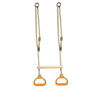 Pineeseatile Kids Hanging Bar Adjustable Trapeze Swing with Gymnastic Rings for Indoor Outdoor Play Strength Training