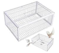 Pineeseatile Pigeon Trap with Two One-Way Access Entrances Bird Trap 16x12x10 Inch with Skylight for Farms Barns Gardens