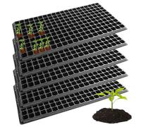 Pineeseatile Plant Starter Trays Seed Starting Trays, 5PCS 200 Cell Plant Starter Trays, Reusable 1.4" Deep Seedling Trays, Plastic Planting Trays for Seedlings 20.9x11