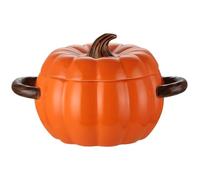 Pineeseatile Pumpkin Bowl with Lid & Handle 1500ml Ceramic Pumpkin Soup Bowl Glazed Non-Slip Microwave & Dishwasher Safe Pot for Home, Fall, Thanksgiving, Halloween