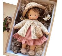 Pineeseatile Rag Doll with Box 11x2x5 Inch Ragdoll for Babies Toddlers Christmas Birthday, Cute Stuffed Baby Doll Toys with Hat Bag Shoes More Decoration