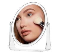 Pineeseatile Round Double Sided 7X Magnifying Makeup Mirror with Stand, 360° Swivel, Free Standing, 6 x 1 x 7 Inches