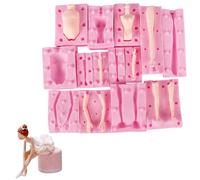 Pineeseatile Silicone Molds, 7PCS Soft Silicone Doll Mold, Non Stick Fondant Doll Cake Mold, Easy Clean Body Leg Arm Clay Molds for Crafts DIY, Fondant, Chocolate, Aromatherapy, for Daily Use
