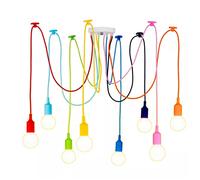 Pineeseatile Spider Light Retro Pendant Light E27 Multicolor Light, Suspension Light Fitting Vintage Hanging Chandelier with Adjustable Cable, DIY Ceiling Spider Pendant Lamp