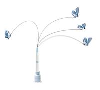 Pineeseatile Spinning Cat Toy, Automatic Cat Toy with Suction Cup Base, Interactive Butterfly for Indoor Cats, Spinning with 3 Replaceable Butterfly Heads & USB-C Charging, Blue