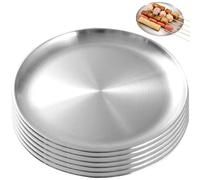 Pineeseatile Stainless Steel Cat Bowls 6Pcs 6.69 Inch Round Wide Whisker Friendly Cat Dishes Thicken Shallow Cat Bowl Metal Mixing Bowls for Small Dogs and Cats or Meal Prep, Cooking,Cat Plates