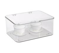 Pineeseatile Storage Containers, Plastic Container with Lid, 9x8x4 Inch Clear Dust-Proof Storage Container, Stackable Hinged Box for Kitchen, Bathroom and Bedroom, Box for Daily Use