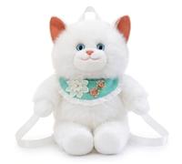 Pineeseatile Stuffed Animal Backpack, Cat Plush Lace Bib, White, Stuffed Animal Backpack for Home