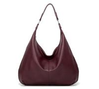 Pineeseatile Women's Adult Wine Red Hobo Shoulder Bag, 44.5cm x 30cm, PU Leather, Zipper Closure, Lightweight, Stain Resistant