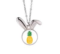 PineFruit Stand Tall Be Sweet Yellow Quote Rabbit Necklace Pendant Bunny Animal Jewelry Gift