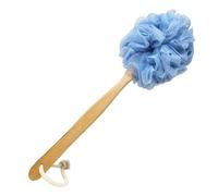 Pineker Long Handle Wooden Bath Brush,Shower Body Brush with Loofah Mesh for Skin Exfoliating, Back Sponge Scrubber for Men and Women