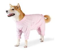 Pinellia Dog Recovery Suit, Abdominal Wound After Surgery Wear, Anti Licking Bodysuit with Snaps, E-Collar & Cone Alternatives, Long Sleeve Dog Spay Surgical Pajamas Prevent Shedding(2XL, Pink)