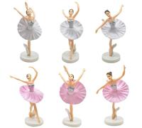 Pinenjoy 6Pcs Ballerina Cake Topper Plastic Ballet Girl Figurine Realistic PVC Elegant Dancer Ornament for Birthday Party Home Shelf Table Car Decorations