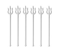 Pinenjoy 6Pcs Trident Shape Fruit Forks 5.12inch Unique Cocktail Fork 18/10(304) Stainless Steel Devil Appetizer Fork for Dessert Pickle Fruit Cake Salad Party Charcuterie