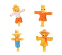 Pinenjoy Miniature Scarecrow Figurines Tiny Chicken Figure Resin Farm Cake Toppers for DIY Fall Thanksgiving Halloween Crafts Fairy Garden Micro Landscape Desk Decors