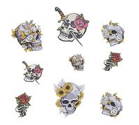 Pinenjoy Sugar Skull Wall Decal Day of The Dead Pirate Skeleton Head with Rose Flower Sword Wall Sticker Removable Self-adheisve Vinyl Wall Decors for Bedroom Living Room Party Halloween