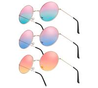 Pinenuts 3 Pcs Hippy Specs Sunglasses, Retro Rave Glasses Round Novelty Festival Sunglasses 60's 70's Style Glasses Circle Glasses Fancy Dress Costume Accessories(Multi)