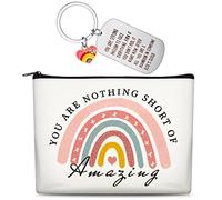 Pinenuts Inspirational Gifts for Women Birthday Gifts Mum Gifts Thank You Gifts Rainbow Makeup Bag with Inspirational Keyring Thank You Gifts for Women Mum Boss Wife Teacher